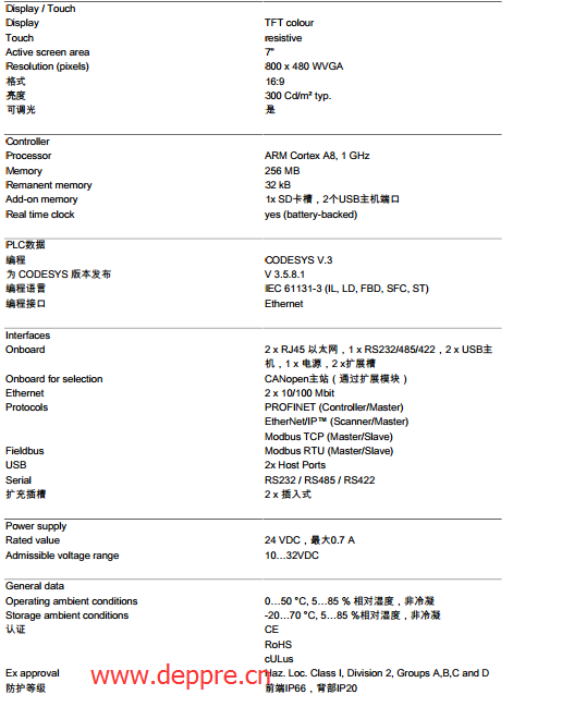 圖爾克TX500參數(shù)表